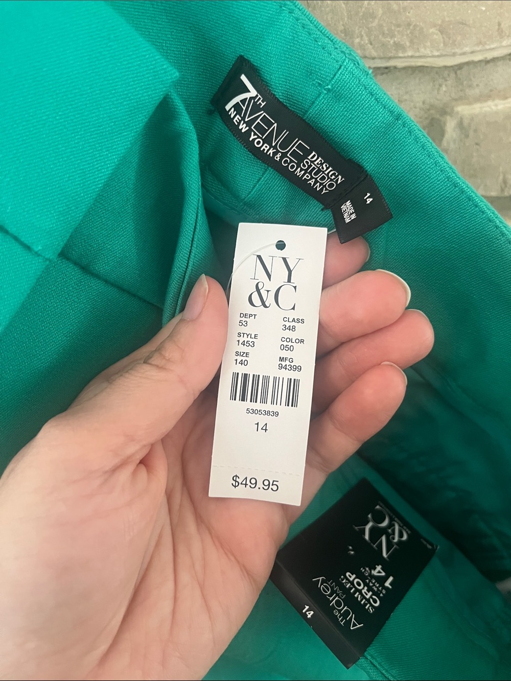 New York & Company The Whitney Pant Slim Leg Crop Size 14 Teal - Picture 11 of 13